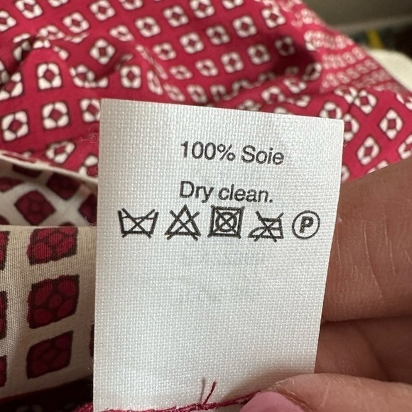 Madewell short sleeve silk blouse xxs red and cream - Picture 6 of 6